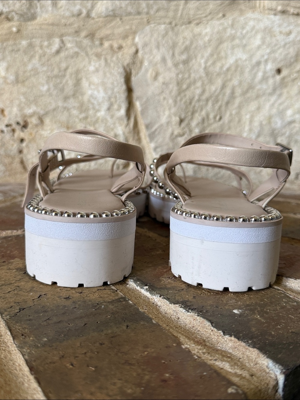 Gianni Bini Beige Studded Platform Sandals - Picture 5 of 8